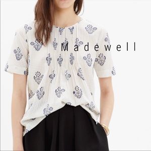 Madewell pin-tuck flowerstamp blouse